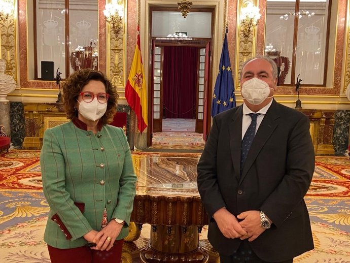 Los parlamentarios del PP Carmen Riolobos y Vicente Tirado en el Congreso
