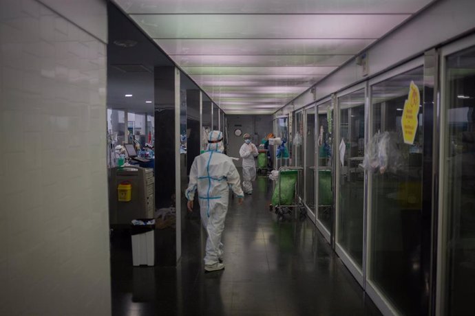 Archivo - Varios sanitarios protegidos en la Unidad de Cuidados Intensivos UCI- del Hospital del Mar, en Barcelona, Catalunya (España), a 19 de noviembre de 2020