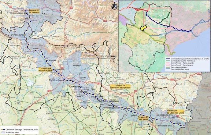 La Diputación de Huesca impulsa el tramo aragonés del Camino de Santiago entre Montserrat y San Juan de la Peña