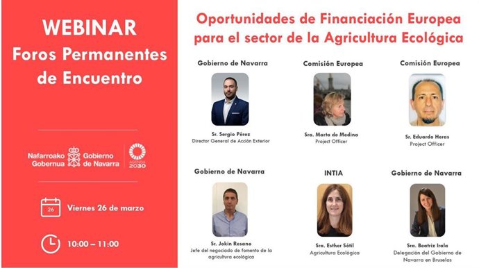 Cartel con los ponentes del encuentro online