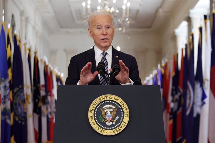 El presidente de Estados Unidos, Joe Biden, en su primer discurso a la nación.