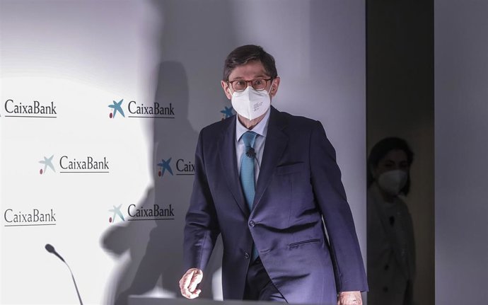 El presidente de CaixaBank, José Ignacio Goirigolzarri, a su llegada a una rueda de prensa en la Sede social de CaixaBank.