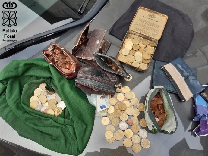 Dinero del cepillo de la igleisa de Errazkin recuperado por la Policía Foral