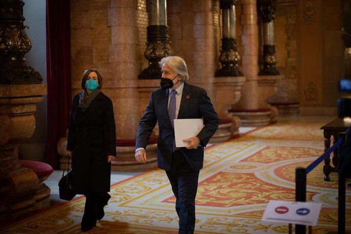 El presidente de Foment del Treball Josep Sánchez Llibre a su llegada a una reunión con la presidenta del Parlament, Laura Borrs, en el Parlament, en Barcelona, Catalunya, (España), a 19 de marzo de 2021. 