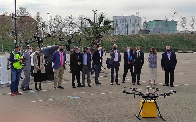 Presentación de Hera Drone Hub en el parking Sur de la Expo de Zaragoza.