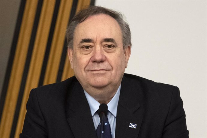 26 February 2021, United Kingdom, Edinburgh: Former Scottish first minister Alex Salmond gives evidence to a Scottish Parliament Harassment committee, at Holyrood in Edinburgh, examining the handling of harassment allegations against him. Photo: Andy Bu