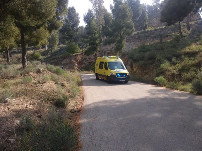 Imagen de la ambulancia que ha atendido al fallecido