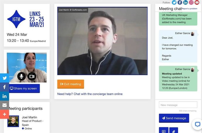 Imagen de un técnico del Itrem durante el desarrollo de una de las reuniones 'on line' de la feria