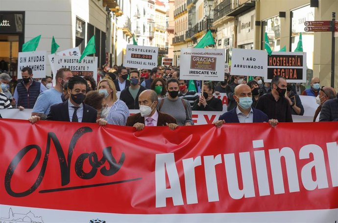 Imagen de 16 de marzo de una manifestación de hosteleros en Sevilla.