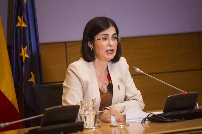 La ministra de Sanidad, Carolina Darias, en una acto el 26 de marzo