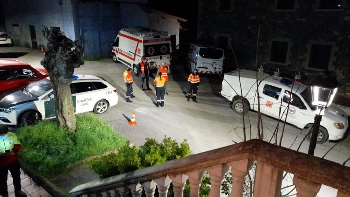 Puesto de mando para el rescate de un espeleólogo en una cueva de Arredondo