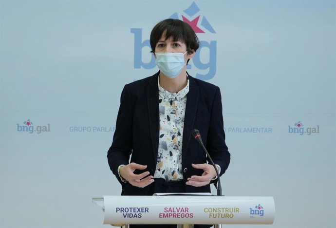 La portavoz nacional del BNG, Ana Pontón, en la rueda de prensa