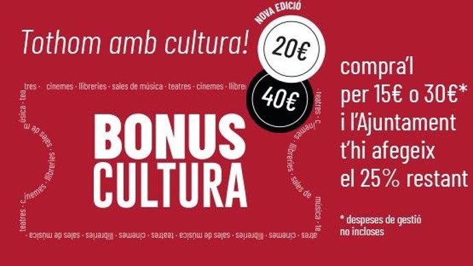El Ayuntamiento de Barcelona relanza el Bonus Cultura con formatos de 20 y 40 euros hasta final de año