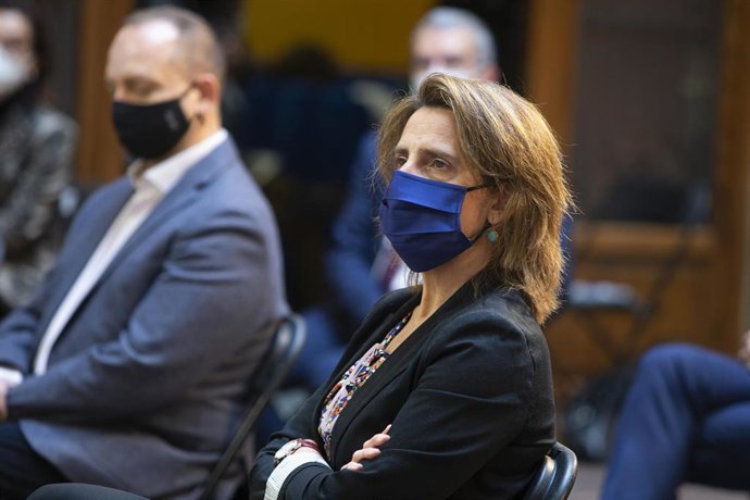 La vicepresidenta cuarta y ministra para la Transición Ecológica y el Reto Demográfico, Teresa Ribera durante el acto de presentación de la 'Estrategia para el Reto Demográfico en Valencia', celebrado en la Casa dels Caragols, sede del Gobierno valencia