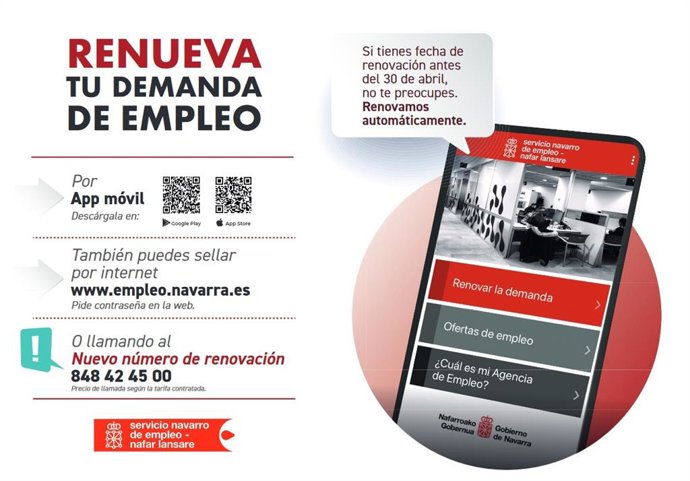 El SNE continuará renovando de oficio la demanda de empleo al menos hasta el 30 de abril