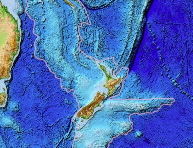 Ubicación mayormente sumergida de Zelandia