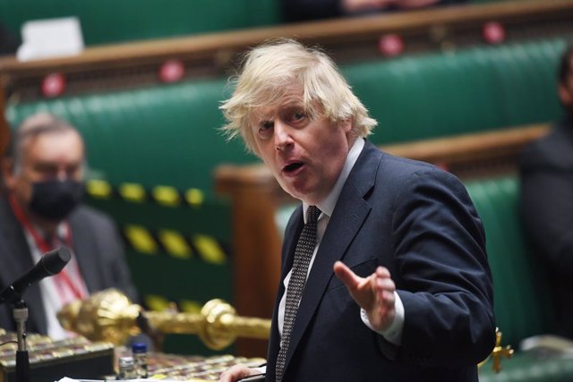 HANDOUT - 24 March 2021, United Kingdom, London: UK Prime Minister Boris Johnson speaks during Prime Minister's Questions at the House of Commons. Photo: Jessica Taylor/Uk Parliament via PA Media/dpa