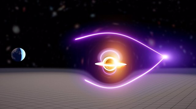 Al actuar como una lente gravitacional, el agujero negro demasa intermedia se ha revelado.