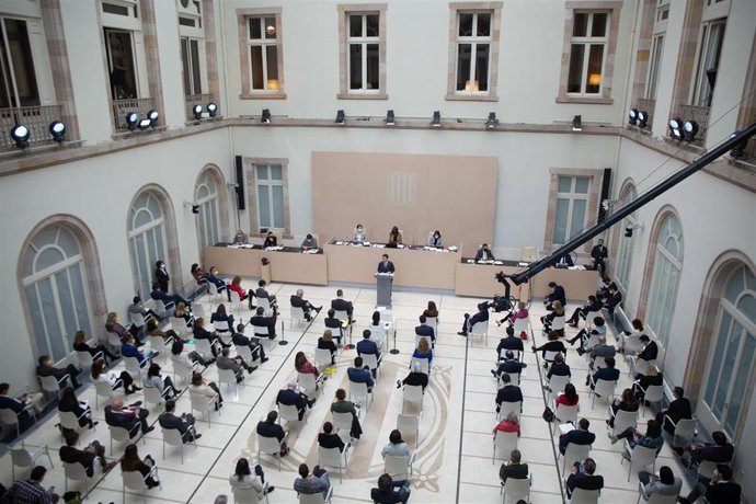 El candidato de ERC a la Presidencia de la Generalitat y vicepresidente del Govern en funciones, Pere Aragons, en el pleno de investidura en el Parlament. Foto de archivo