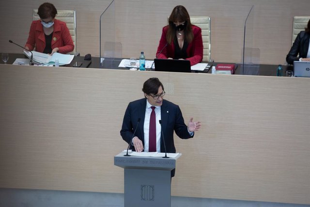 El president del PSC al Parlament, Salvador Illa, en la segona volta del ple d'investidura. 30 de març del 2021, Catalunya (Espanya).