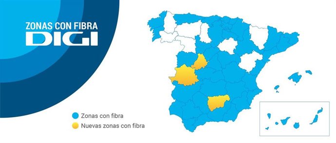 Ávila, Cáceres y Jaen son las últimas provincias a las que ha llegado la fibra óptica de Digi.