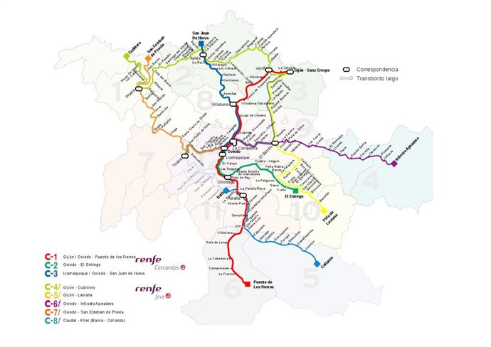 Mapa de líneas ferroviarias actuales