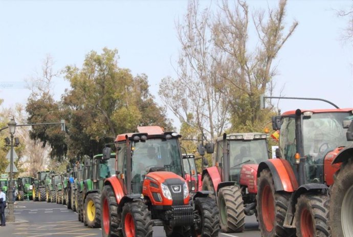 Tractorada de arroceros en Valencia
