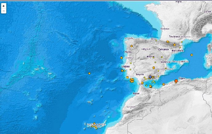 Gráfico del IGN con los últimos terremotos registrados este martes