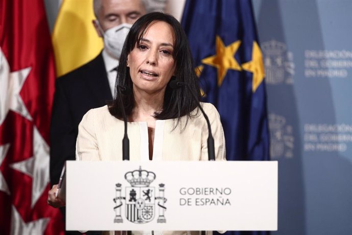 La nueva delegada del Gobierno en la Comunidad de Madrid, Mercedes González, interviene durante la toma de posesión para dicho cargo, en la sede de la Delegación del Gobierno, Madrid, (España), a 31 de marzo de 2021. Durante el acto se producirá el tras