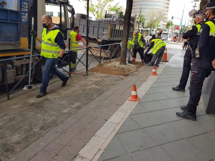 Retirada de veladores en Triana