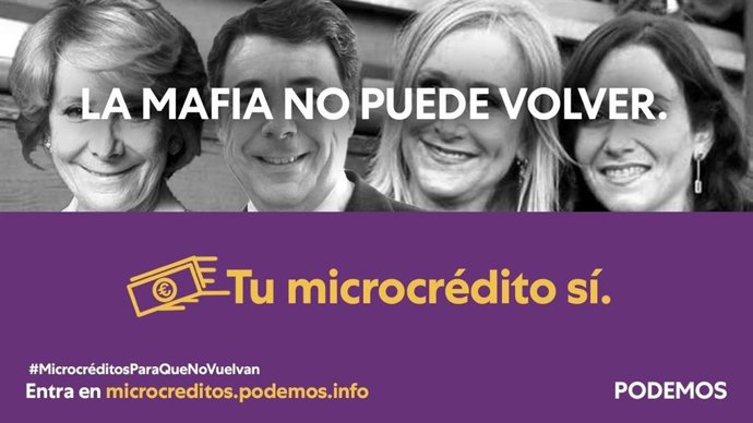Podemos lanza #MicrocréditosParaQueNoVuelvan para financiar la campaña de la Comunidad de Madrid