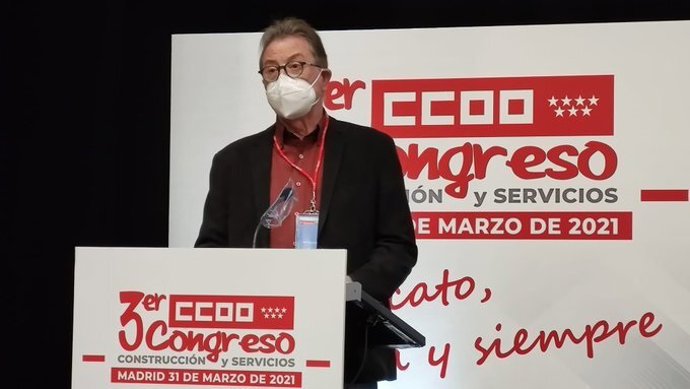 El secretario general, Jaime Cedrún, en el congreso de la Federación de Construcción y Servicios de CC.OO. Madrid