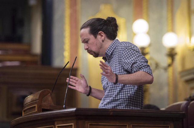 El líder de Unidas Podemos, Pablo Iglesias, en el Congreso de los Diputados.