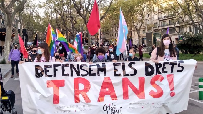 Manifestació a Barcelona pel Dia Internacional de la Visibilitat Trans.