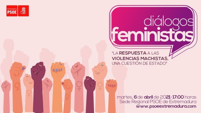 Cartel de los "Diálogos Feministas" en Mérida