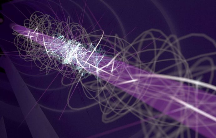 Ilustración artística del movimiento de un átomo de antihidrógeno