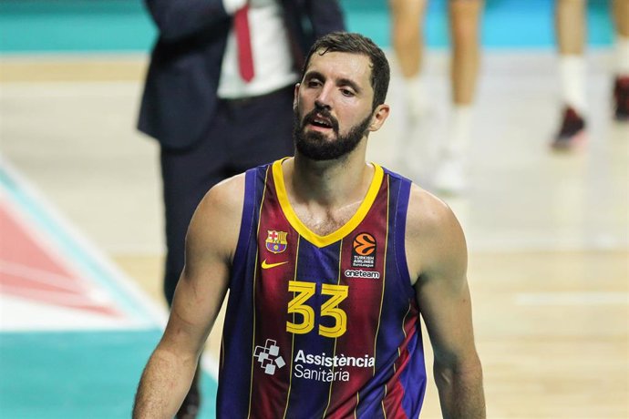 Nikola Mirotic of FC Barcelona looks on during the Euroleague basketball match played between Real Madrid and FC Barcelona at Wizink Center on March 11, 2021 in Madrid, Spain.