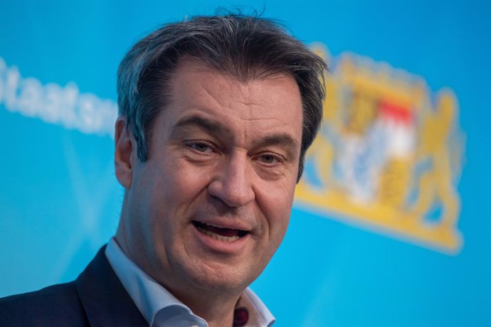 30 March 2021, Bavaria, Munich: Markus Soeder, Minister President of Bavaria, speaks at a press conference after the Bavarian Corona Vaccination Summit. Photo: Peter Kneffel/dpa