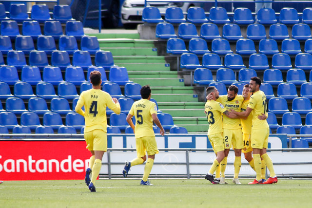 Manuel Trigueros of Villarreal celebrates a goal during the spanish league, La Liga Santander, football match played between Getafe CF and Villarreal CF at Coliseum Alfonso Perez stadium on November 8, 2020, in Getafe, Madrid, Spain.