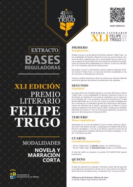 Cartel con las bases del XLI Premio Literario Felipe Trigo de Villanueva de la Serena