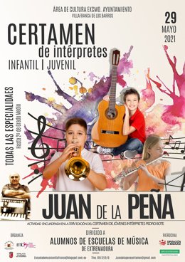 Cartel del Certamen de Interpretación Infantil-Juvenil Juan de la Peña de Villafranca de los Barros
