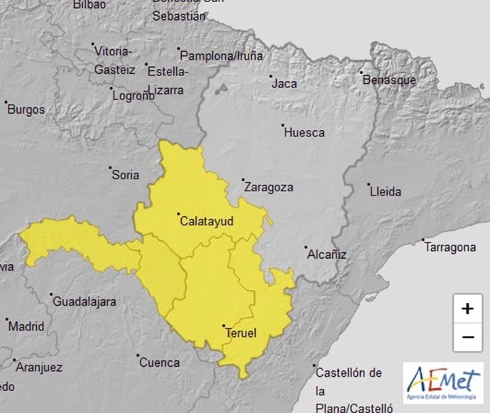 Aviso amarillo por tormentas en la Ibérica zaragozana y varias comarcas  de Teruel para la tarde de este Viernes Santo