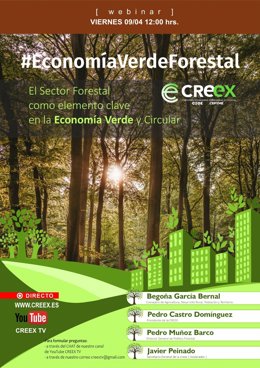 Cartel de una jornada de la Creex sobre economía verde forestal