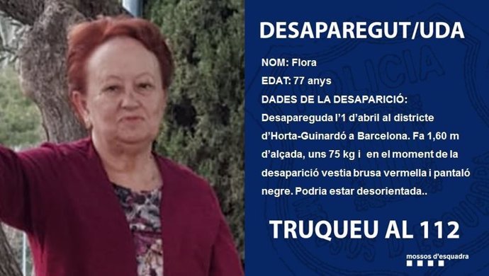 Els Mossos cerquen una dona de 77 anys desparecida a Barcelona