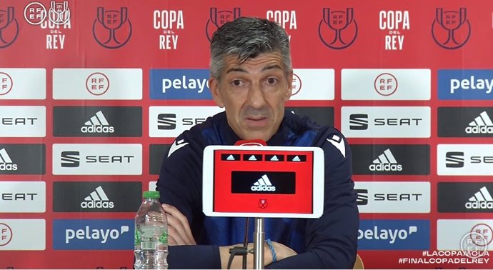 Imanol Alguacil en rueda de prensa antes de la final de la Copa del Rey 2019/20