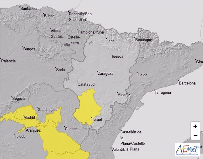 Aviso amarillo por tormentas en Albarracín y Jiloca (Teruel) para la tarde de este sábado.
