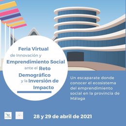 Cartel de la I Feria Virtual de Innovación y Emprendimiento Social ante el Reto Demográfico y la Inversión de Impacto