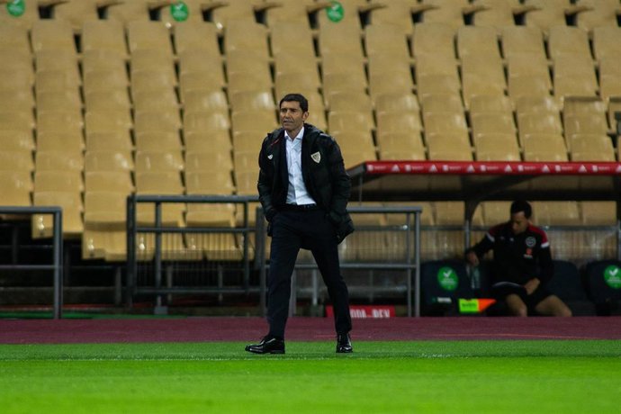 Marcelino Garcia Toral, head coach of Bilbao, during Copa Del Rey Final match between Real Sociedad and Athletic Club at Estadio de La Cartuja on April 03, 2021 in Seville, Spain.