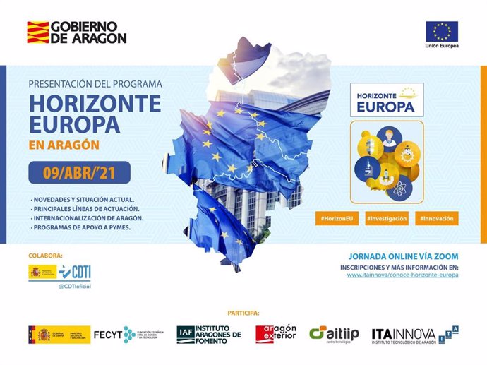 El Gobierno de Aragón organiza una sesión informativa sobre el programa Horizonte Europa de fomento de la investigación.