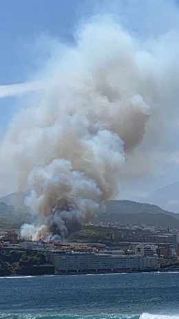 Imagen de la columna de humo del incendio